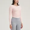 Luluwomen Yoga Clothing Top Women's Nude Sports Longleeved Ranuping Training BlouseストレッチタイトフィットネスクイックドライTシャツ