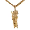 Pendant Necklaces Top Quality Gold Tone Jesus Piece Necklace Stainless Steel Holding Wands Catholic Christian Jewelry2362