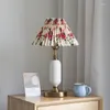 Lampes de table coréen plissé pour salon décor Vintage nordique tissu lampe de bureau table de chevet lumière chambre chevet éclairage intérieur