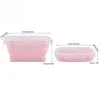 Servis uppsättningar 4 storlekar Collapsible Silicone Container Portable Bento Lunch Box Foldning Microwave Home Kitchen Storage Containers