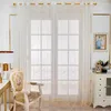 Cortina janela chiffon tule sheer voile cortinas branco varanda transparente para sala de estar quarto 70wx180h (cm) fio ondulado bege