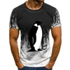 Herrspårsfall stickad tee-skjorta s-xxxl pinguin Letters Loose Basic Spring Autumn Outfit Hiphop Top Men Tshirt