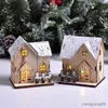 Kerstversiering Kerst LED-licht Houten huis Lichtgevende cabine Vrolijke kerstversiering voor thuis DIY Kerstboomversieringen Kindercadeaus Nieuwjaar R231107