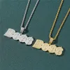 Iced Out CZ Diamond Letter Boss Pendant Necklace Gold Silver Plated Mens Hip Hop Jewelry Gift2580