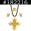 Necklace Earrings Set Anniyo Ethiopian Cross Pendant Black Rope Ring Jewellery Sets African Eritrean Religion Wedding Party #182216