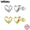 Stud Wostu 925 Sterling Silver Small Heart Stud Earrings Gold Plated Ear Stud For Women Children Party Present Trendy Y2K Jewelry FNE886 YQ231107