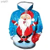 Moletom Com Capuz Masculino 2024 Árvore de Natal Xmas Santa Snowman Claus Hoodie Homens Outono Inverno Impressão 3D Pulôver Moletom Plus Size Streetwear RoupasL231107