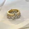 Parringar West Vivi Double Layer Löstagbar Flash Diamond Crown Ring staplad slit Ljus Ring grossist bröllop Luxury Engagement Bijoux Cjewelers