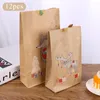 Papel de regalo 12PCS Bolsa de papel Kraft de Navidad Juego de pegatinas de Navidad Bolsas de embalaje de galletas de comida de caramelo de alce