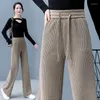 Damesbroek Hoge Taille Corduroy Casual Wijde Pijpen Broek Oversize Y2k Stijl Zuid-Korea Koreaanse Kleding Dongdaemun 2023 Dames