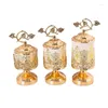 Storage Bottles Gilded Glass Candy Jar With Lid Fine Openwork Jewelry Box Room Table Top Fruit Dried Metal Art Vase Home Decor