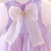 Meisjesjurken Baby Fairy Dress 10m-5y Children's Big Bow Purple Garen