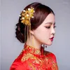 Hårklipp klassisk vintage blomma brudpinnar Tassel traditionell kinesisk stil hårnål smycken bröllopstillbehör