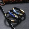 Link Bracelets 2023 Stainless Steel Natural Volcanic Stone Braided Beads Bracelet For Men Hand Woven Leather Titanium Jewelry