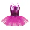 Dancewear Kids Girls Balerina Peri Balo Partisi Kostüm Kids Sequined Denizkızı Dans Elbisesi Dans giysisi Jimnastik Tek Tek Meşelre Bale Tutu Elbise 230407