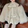 Coat Fashion Baby Girl Faux Fur Jacket Bow Tie Infant Toddler Child Warm Fluffy Winter Spring Autumn Outwear Clothes 1 7Y 231107