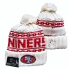 Men Knitted Cuffed Pom San Francisco SF 49 Bobble Hats Sport Knit Hat Striped Sideline Wool Warm Baseball Beanies Cap for Women A3