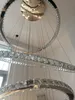 5 반지 크리스탈 LED 샹들리에 현대 펜던트 라이트 조명기구 크리스탈 홈 라이트 광택 광택 레이스 식당, 로비, 계단을위한 서스펜션 라이트
