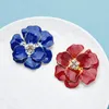 Broches grande vermelho azul esmalte flor para mulheres strass beleza peônia plantas broche de festa pinos presentes