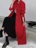 Trench da donna LANMREM stile coreano rosso lungo da donna cintura con risvolto giacca a vento monopetto moda 2023 abbigliamento autunnale 22982