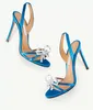 Summer Designer Pump Brands Gatsby Sling Sandals Shoes For Women Slingback Pumpar Bow Crystal Swirls Pointed Toe Lady Slingback High Heels 35-43