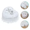 Jewelry Pouches Ring Box Bearer Pillow Wedding Decoration Holders Heart Shape Barrier Plastic White Boxes And Organizer