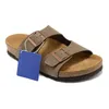 Män kvinnor designer Birken tofflor flip flops spänne läder birks boston arizona glider tofflor vita svartbrun rosa sommar läder strandskor