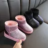 Buty grube aksamitne buty maluch moda moda Pluszcze ciepłe dzieci buty śniegowe zima nowe dzieci dziewczęta cekinowe bawełniane buty T231107