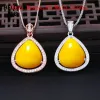 925 sterling Silver Women Pendant 12x13mm Pear Cabochon Semi Mount Pendant Cubic Zirconia Fit Amber Agat