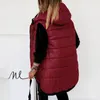 Kadın Yelekler Kolsuz Kapşonlu Yelek Kadınlar Sonbahar Moda Uzun Pamuklu Yastıklı Ceket Kadın Kış Sıcak Su geçirmez Yelek Sokak Giyim