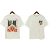 Men's T-Shirts Blue Red Card Printing RHUDE T Shirts Men Women Oversized Fashion Casual White Tee High Quality Summer Classic Short Sleeve