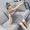 Set di abbigliamento Pat Girl Bambina da principessa Abito con cinturino scozzese per bambini Abiti senza maniche per neonati Abiti Archi per capelli luminosi