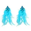 Dangle Earrings Multi Styles Big Exaggerated Colorful Feather Vintage Crystals Drops For Women Party Accessories