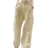 Женские брюки 2023, повседневные брюки-карго с эластичной резинкой на талии, однотонные свободные спортивные брюки с несколькими карманами, женская одежда