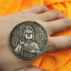 Artes e artesanato Guanyin Heart Sutra Copper Silver Six Personagem True Word Coin