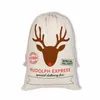 Christmas Gift Bags Personalized Cotton Canvas Santa Sacks with Drawstring Reusable Designs Large Size 27" x 19" for Xmas Present