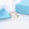 Tiffanybead halsband Tiffanyjewelry Desginer High Version T Willow Leaf Ring Female White Copper pläterad med 18K Real Gold Simple and Personalized Civersatile Leaf R