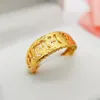 Cluster Rings 24k Gold Color True Ring For Women Wedding Engagement Openwork Frosted Scripture Sanskrit Finger Poro Puro De 24 K