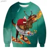 Kvinnors tröjor ful Dinosaur 3D Tryckt jultröja Herr- och kvinnors toppar Huven Christmas Pullover Autumn Christmas Sweaterl231107