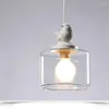 Lampade a sospensione Lampadari a sei teste per uccelli per sala da pranzo Lampadine a LED Art Déco Lampadario moderno in vetro