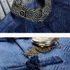 Herrjackor blå toppkvalitet kinesisk traditionell mandarin krage ledare kostym rockar hanfu coat vestido orientalisk