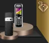 Olåst rostfritt stål diamant mobiltelefon lyxig hög klassisk metall signatur gsm dual simkort kamera bluetooth fm mp3 mobiltelefon gratis fodral