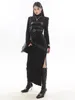 カジュアルドレスModphy 2023冬のファッションスタンドネックスプライスPUタイトな長袖セータードレスY2K女性のスプリットデザイン