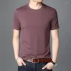 Camisetas para hombre, camiseta de manga corta de verano 2023, jersey ajustado de algodón con cuello redondo, camisa informal lisa con cuello redondo para hombre
