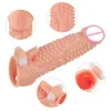 Sex Toy Massager Vibrating Penis Extender Sleeve Reusable Male Cock Enlargement Vibrator Spike Cover Adult Products