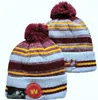 Men Knitted Cuffed Pom Washington Beanies was Bobble Hats Sport Knit Hat Striped Sideline Wool Warm BasEball Beanies Cap For Women