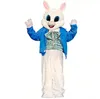 Performance White Easter Rabbit Mascot Costumes Holiday Celebration Tecknad karaktär outfit kostym Karnival vuxna storlek Halloween jul fancy party klänning