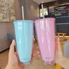 Water Bottles Creative Large Capacity Straw Cup Net Red Foam Double Layer Crushed Ice Fashion Plastic Couple Suction