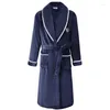 H Men's Sleep learm shight Men Short Kimono Robe Home Home Coral Coral Fleece Winter Warm Lightgown Bathrobe Belt Belt Belt Belt