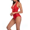 Kvinnors badkläder Kvinnor Body Swimsuit Pet Halterneck Cover Belly Solid Color utan stålfäste med bröstkudden för sommaren